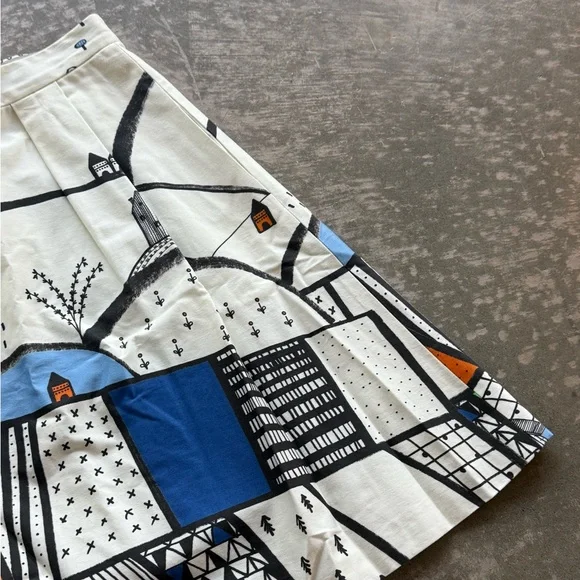 Novis Women’s Skirt Landscape Print Multicolor White Size 8 Made in USA - Picture 2 of 6